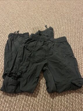 aerie Charcoal Gray Smocked Waist Cargo Pants